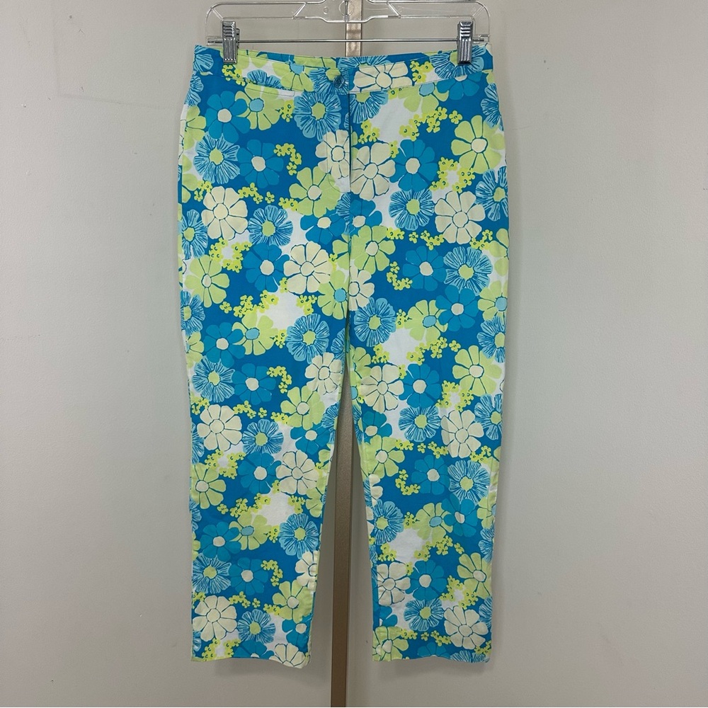 Lilly Pulitzer Blue and Yellow Floral Pants